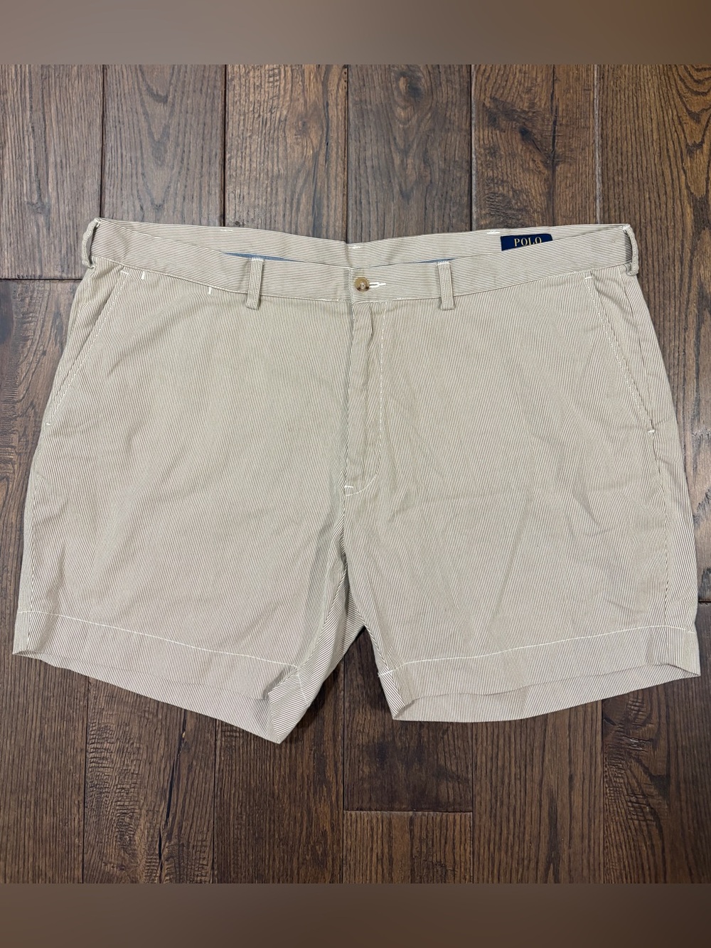 Polo Ralph Lauren Beige & White Striped Classic Fit Casual Soft Cotton Shorts 42